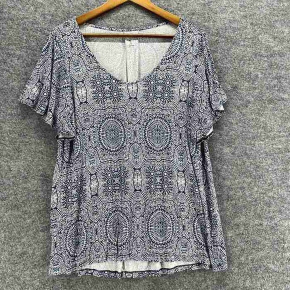 Women's Blue Patterned Top - Picture 1 of 2